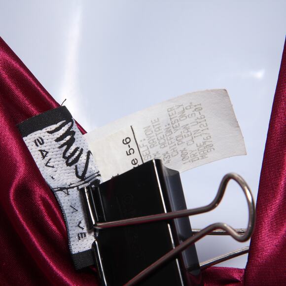 Vintage 90s Zum Zum Prom Satin Slip Dress Maxi Back Ruffle Magenta Size 5/6 - Picture 6 of 12